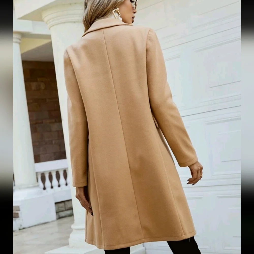 Double Breasted Lapel Collar Overcoat - Picture 2 of 4